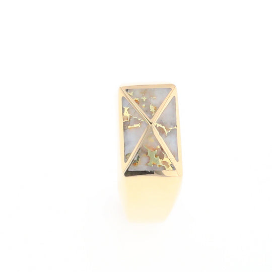 Four Section Gold Quartz Inlaid Men's Ring G2