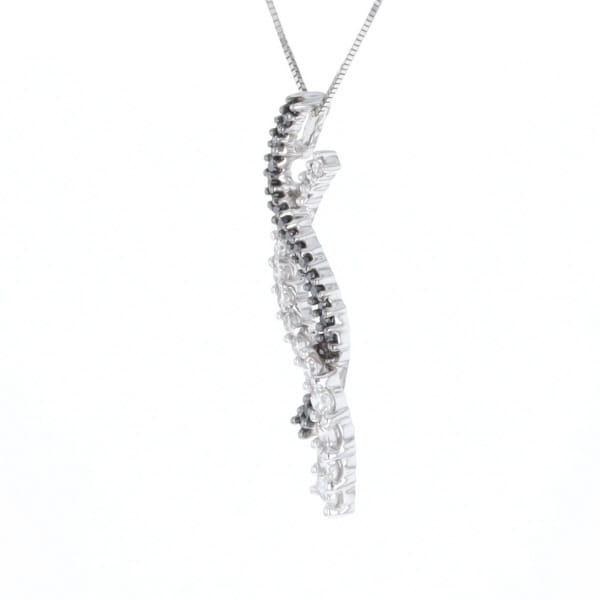 Ribbon Necklace With Black and White Diamonds