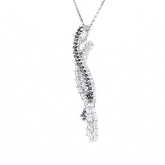 Ribbon Necklace With Black and White Diamonds