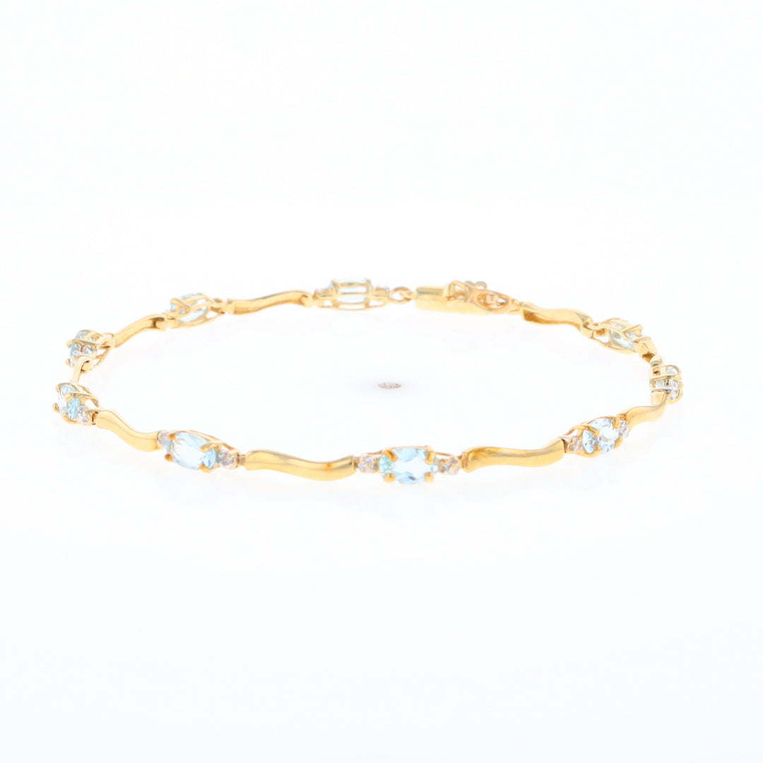 Aquamarine and Diamond Tennis Bracelet