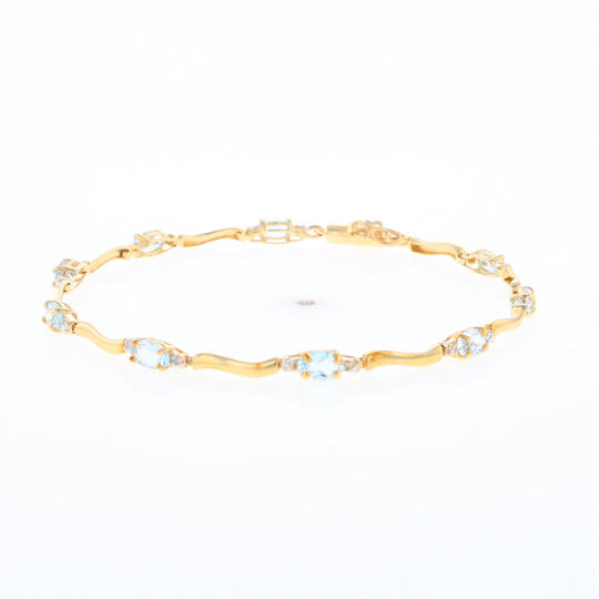 Aquamarine and Diamond Tennis Bracelet