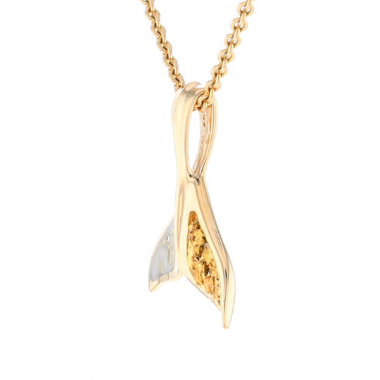 Whale Tail Necklaces Natural Gold Quartz and Nuggets Inlaid Pendant