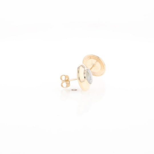 Gold Quartz Earrings Round Inlaid Design