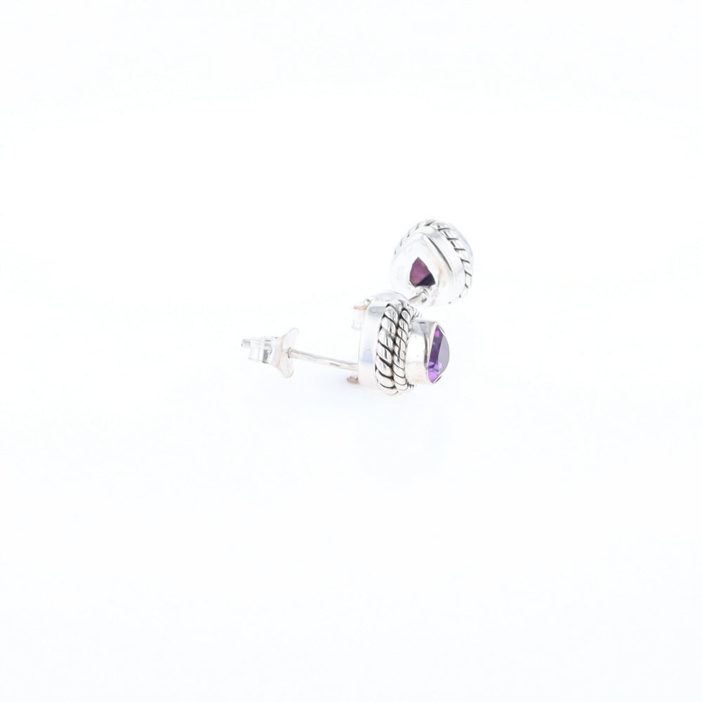 Native Amethyst Pear Stud Earrings