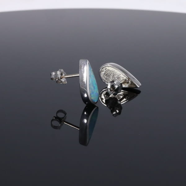 Opal Earrings Tear Drop Inlaid Design Studs