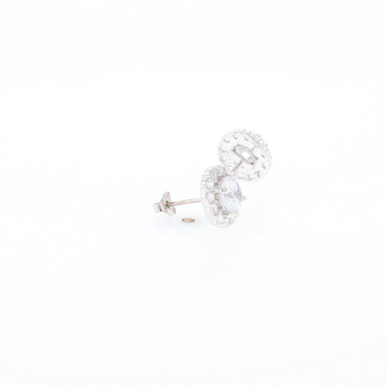 Cubic Zirconia Halo Stud Earrings