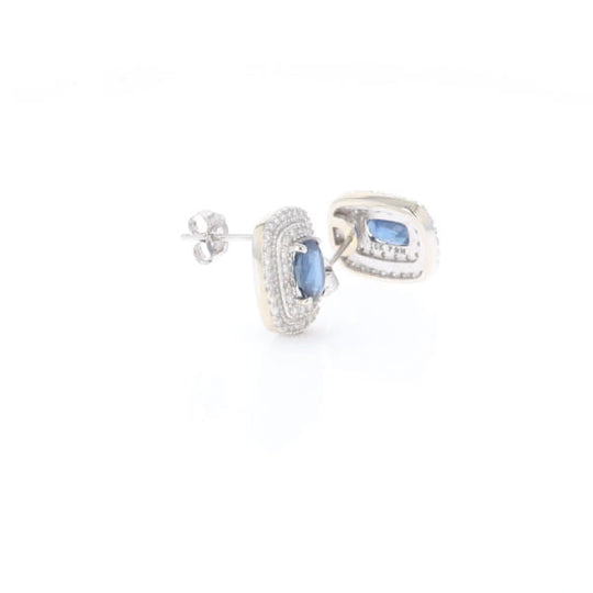 Double Halo Sapphire Earrings