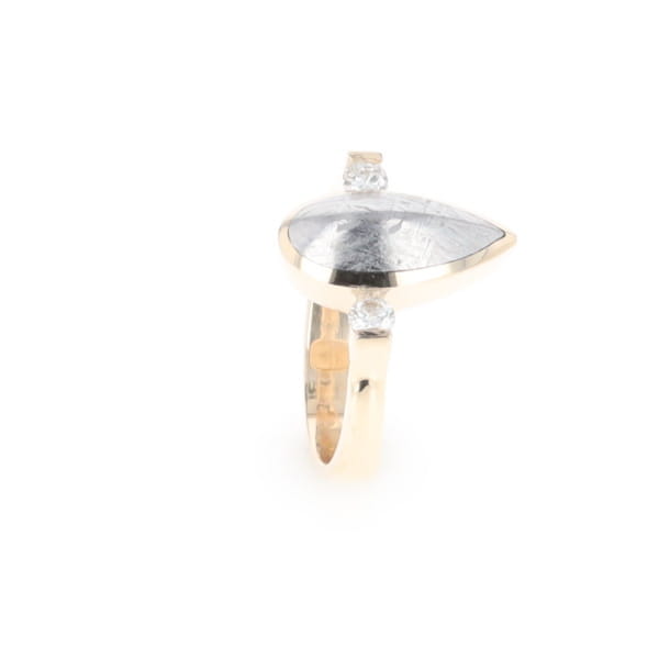 Meteorite Pear Shape Inlay Ring