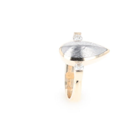 Meteorite Pear Shape Inlay Ring