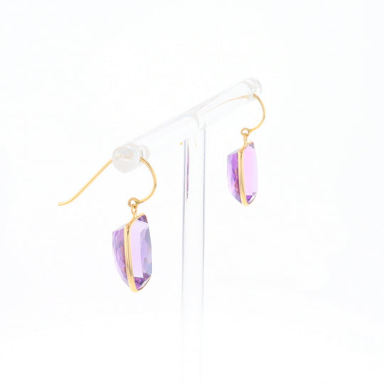 Solitaire Amethyst Dangle Earrings