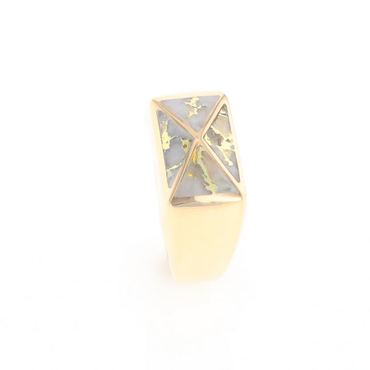 Four Section Gold Quartz Inlaid Men's Ring G2