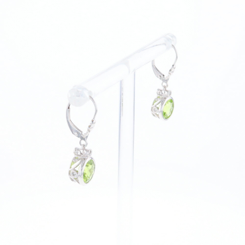 Peridot Dangle Earrings with Diamond Accents