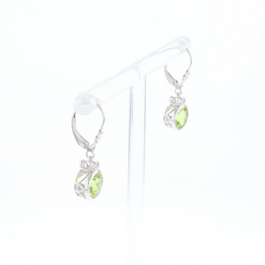 Peridot Dangle Earrings with Diamond Accents