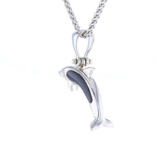 Onyx Inlaid Dolphin Pendant