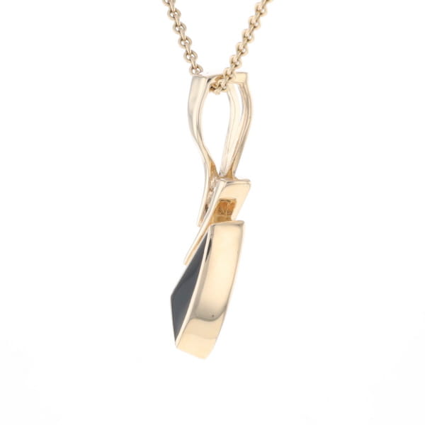 Retro Style Triangular Onyx Inlaid Pendant with .07ctw Diamonds