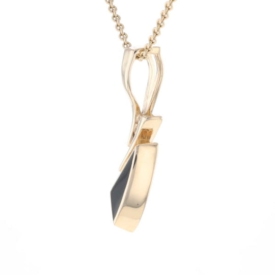 Retro Style Triangular Onyx Inlaid Pendant with .07ctw Diamonds