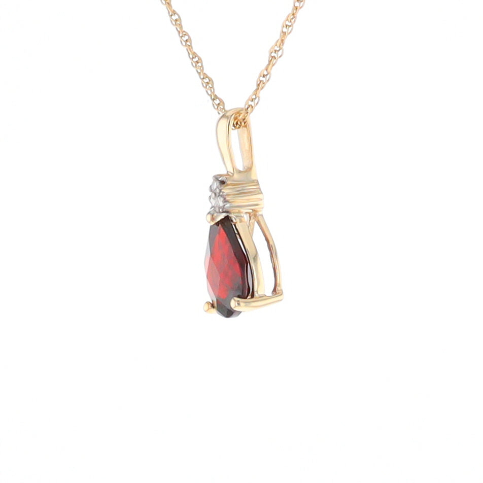 Pear Checkered Garnet Pendant