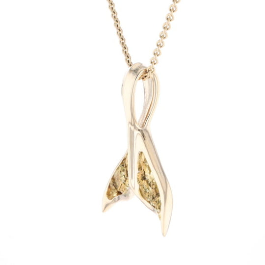 Whale Tail Natural Gold Nuggets Inlaid Pendant XL