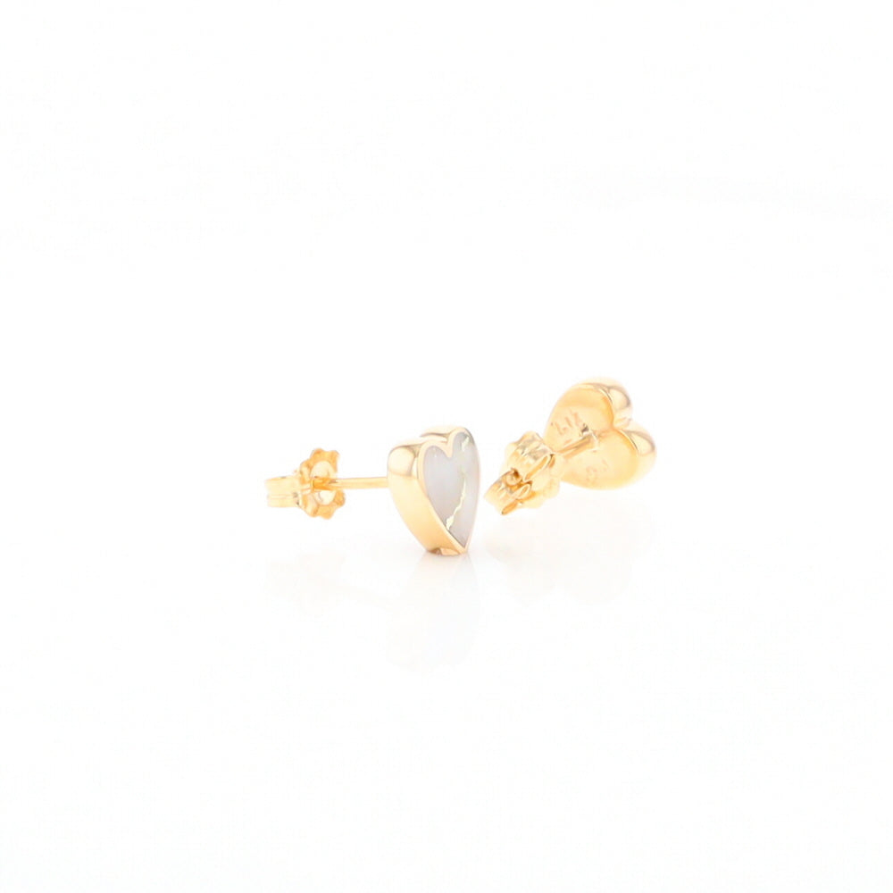 Gold Quartz Heart Stud Earrings - G2