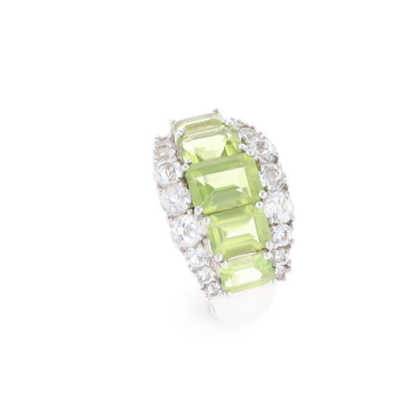 Peridot and CZ Cocktail Ring