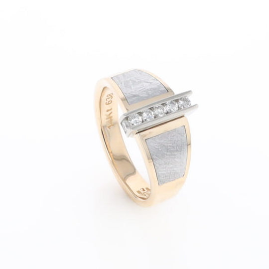 Meteorite Ring Double Sided Inlaid Design with .23ctw Diamonds