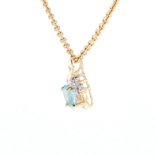 Pear Blue Topaz Diamond Pendant