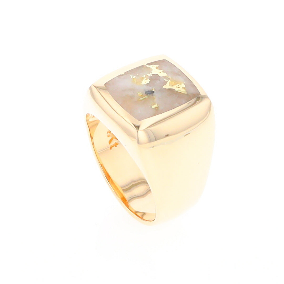 Natural Gold Quartz Men's Ring