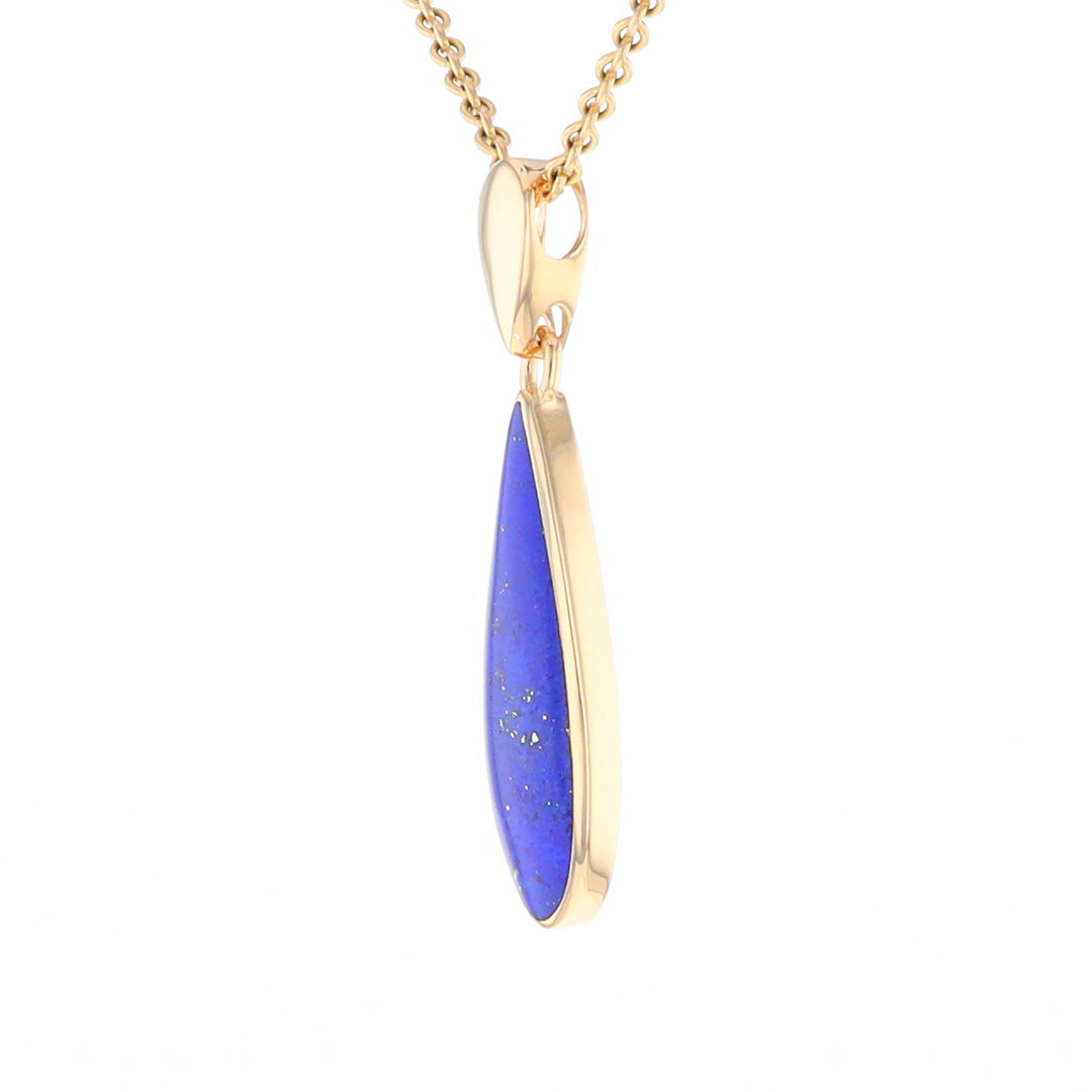 Lapis Tear Drop Inlaid Design Pendant