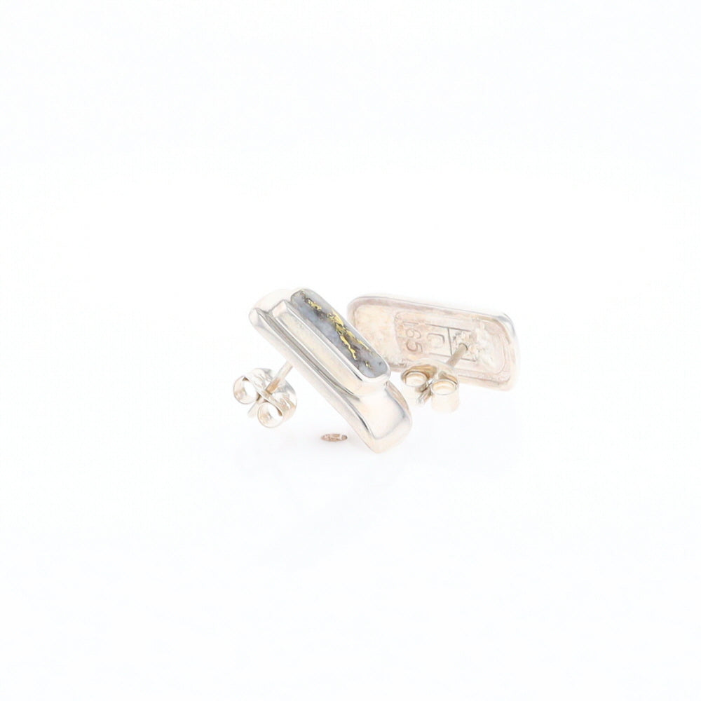 Gold Quartz Inlaid Rectangle Stud Earrings - G3