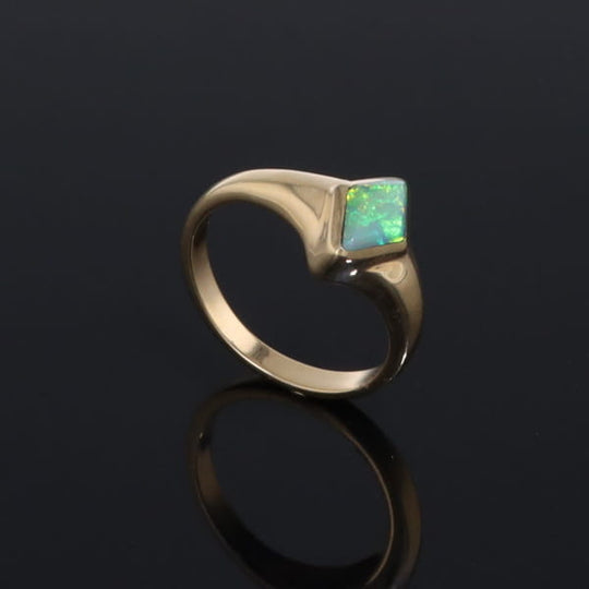 Ethiopian Opal Rings Diamond Shape Inlaid Design