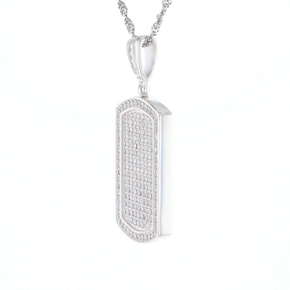 Cubic Zirconia Dog Tag Pendant