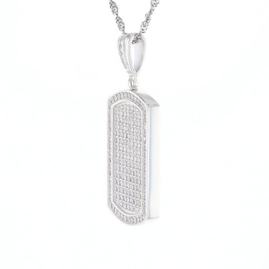 Cubic Zirconia Dog Tag Pendant