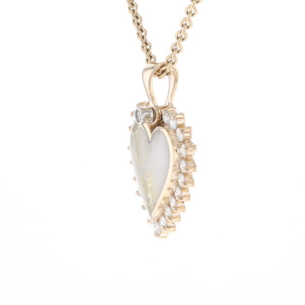 Gold Quartz Heart Shape Inlaid .55Ctw Diamond Pendant