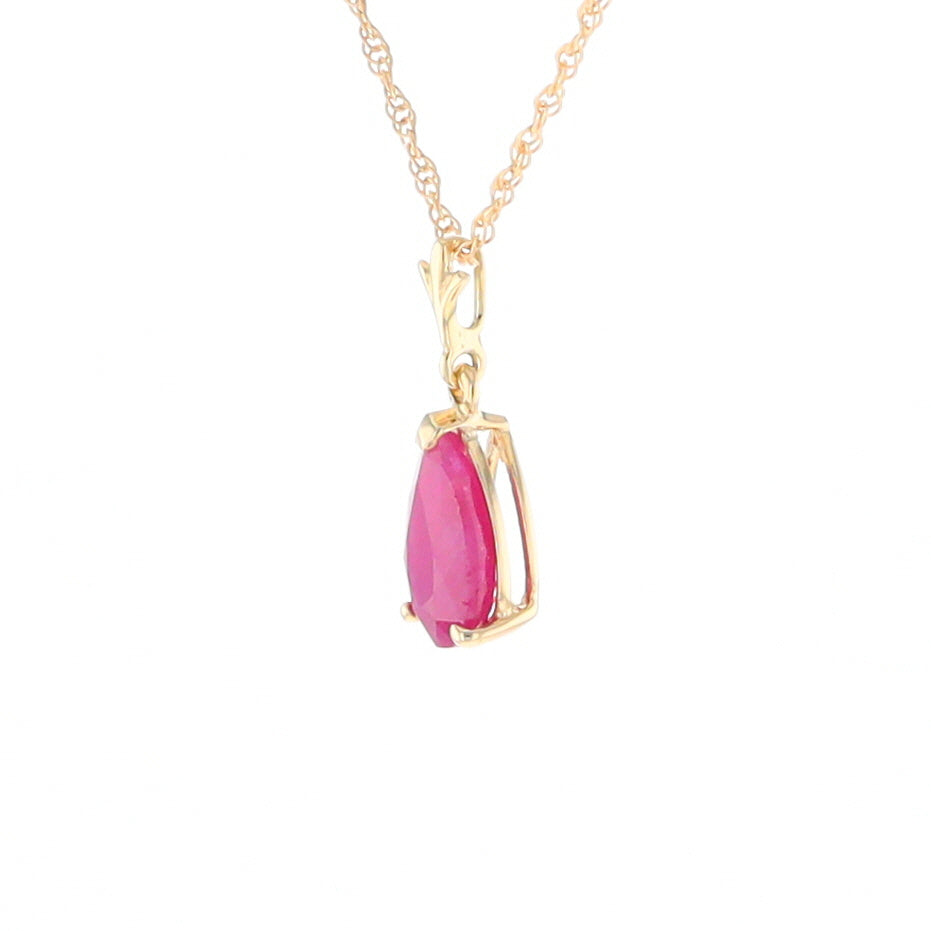 Pear Ruby Solitaire Necklace