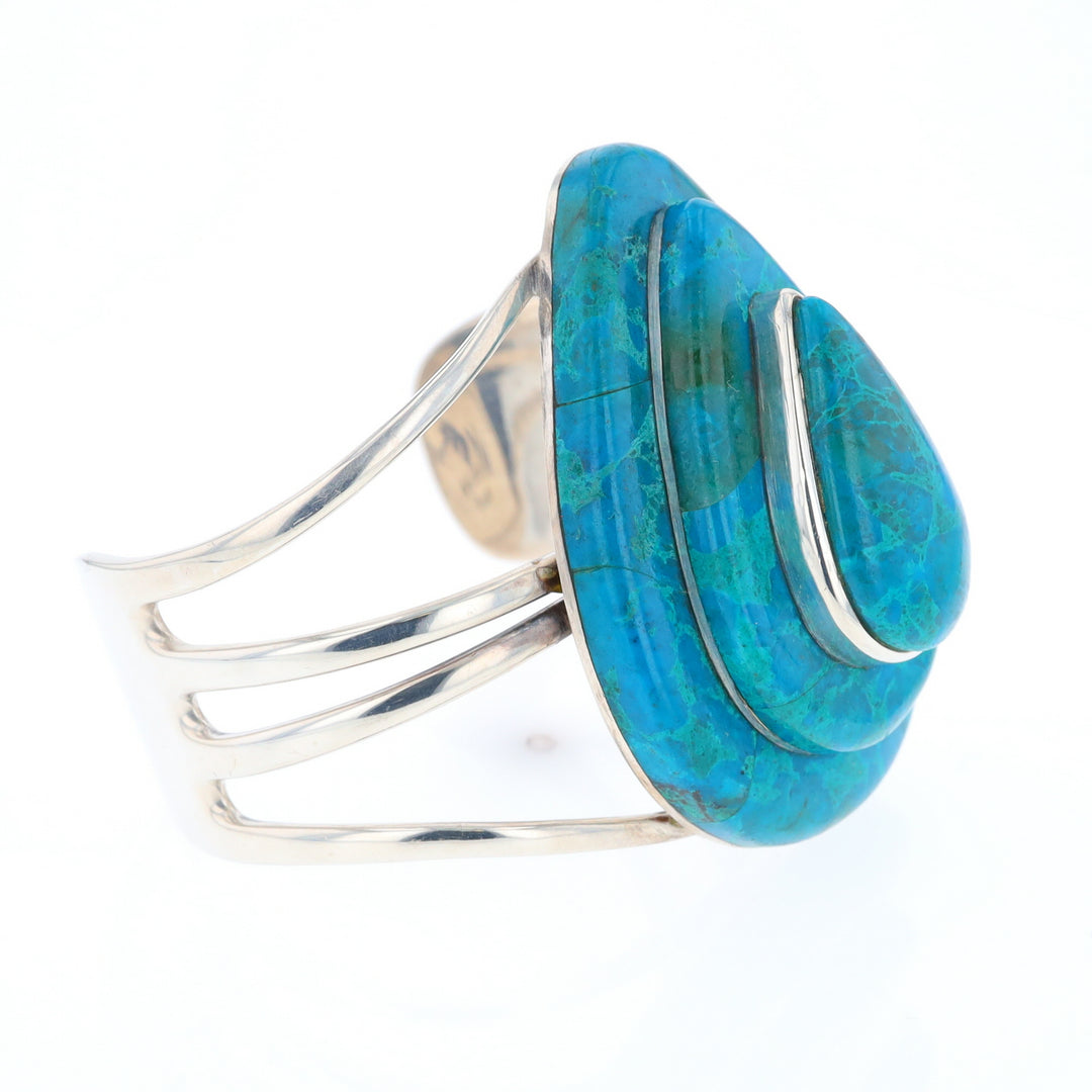 3-Layer Turquoise Raindrop Sterling Silver Cuff