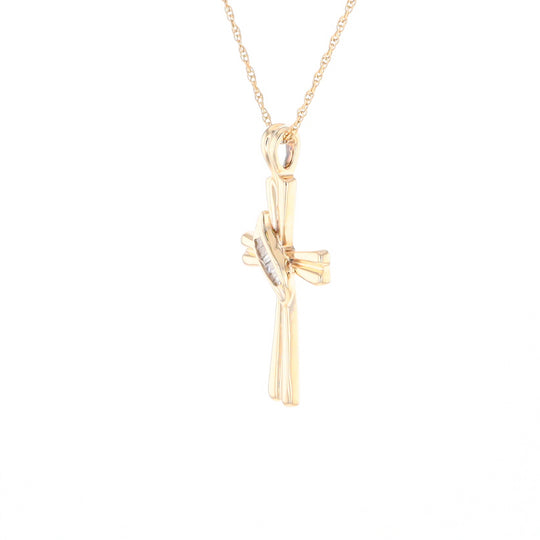 Diamond Crossover Ribbon Cross Pendant