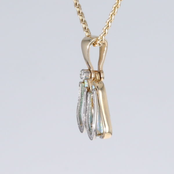 Opal Pendant Sandals Double Inlaid Design with .02ct Round Diamond