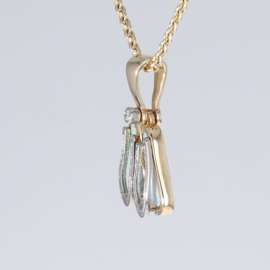 Opal Pendant Sandals Double Inlaid Design with .02ct Round Diamond