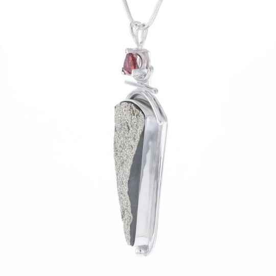 Druzy Quartz & Pink Trillion Tourmaline Necklace