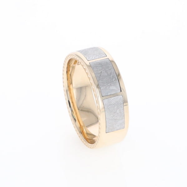 3 Section Men's Meteorite  Milgrain Topped Ring