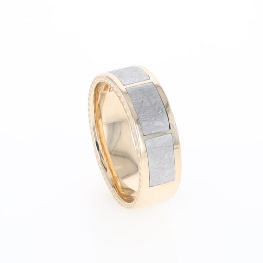 3 Section Men's Meteorite  Milgrain Topped Ring