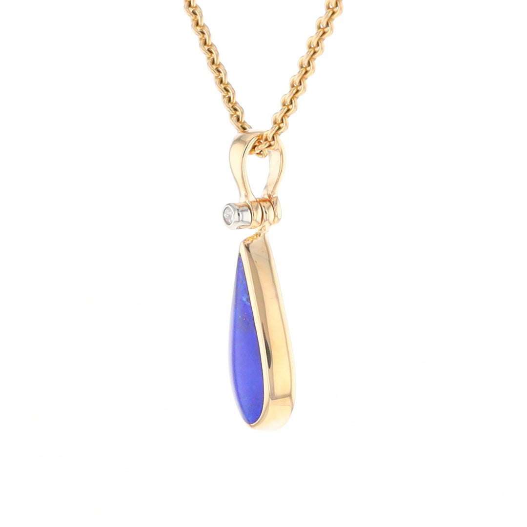 Lapis Tear Drop Inlaid .02Ct Diamond Pendant