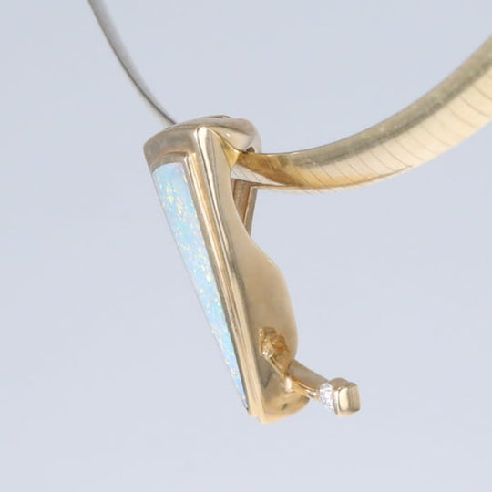 Opal Pendant Triangle Inlaid Design with .06ct Round Diamond