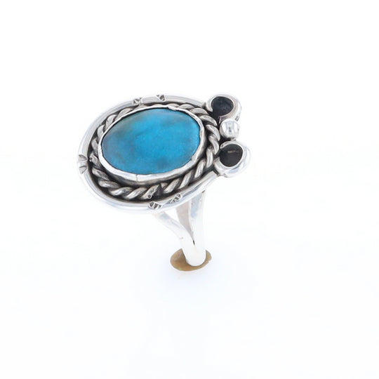 Native Turquoise Rope Design Ring