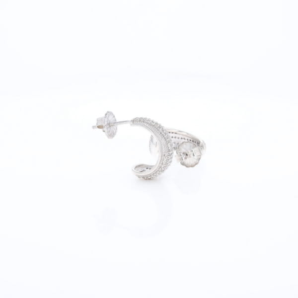 Diamond Half Hoop Stud Earrings