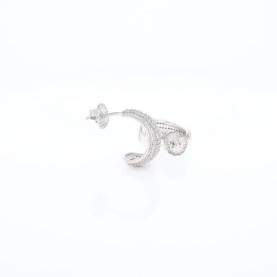 Diamond Half Hoop Stud Earrings