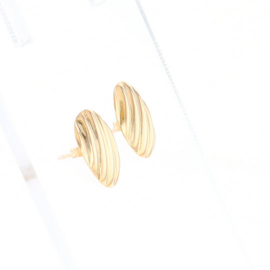 Gold Scorred Disc Stud Earrings