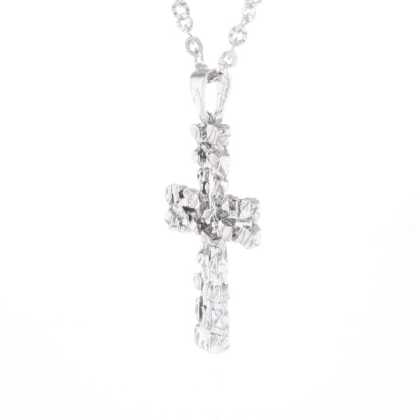Sterling Silver Nugget Pattered Cross Necklace