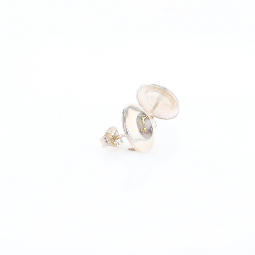 Sterling Silver Gold Quartz Inlaid Circle Stud Earrings - G3