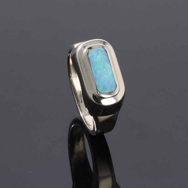 Opal Rings Rectangle Inlaid Design Lady's Ring